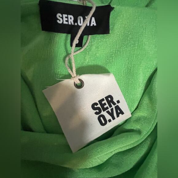 SEROYA Two Piece Julia  Tube Top Coord Midi Skirt Lime Green Slinky Sexy S NWT - Picture 8 of 8